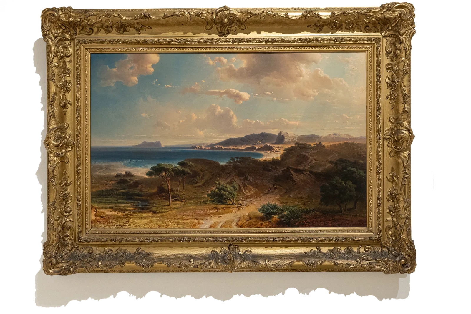 Beach at Estepona with a View of the Rock of Gibraltar - Fritz Bamberger (1855)